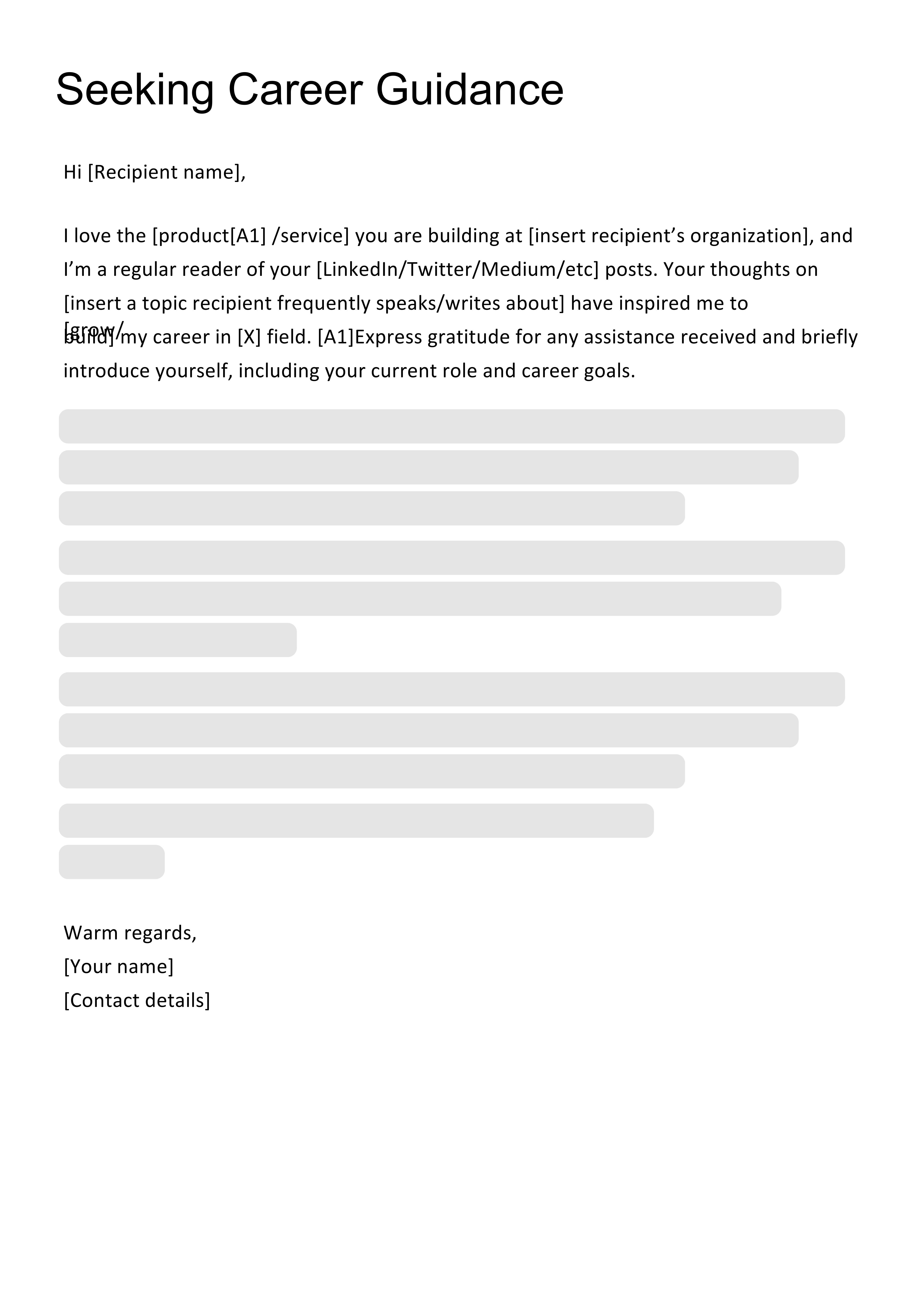 Seeking Career Guidance resume template preview - cold-outreach-templates professional template